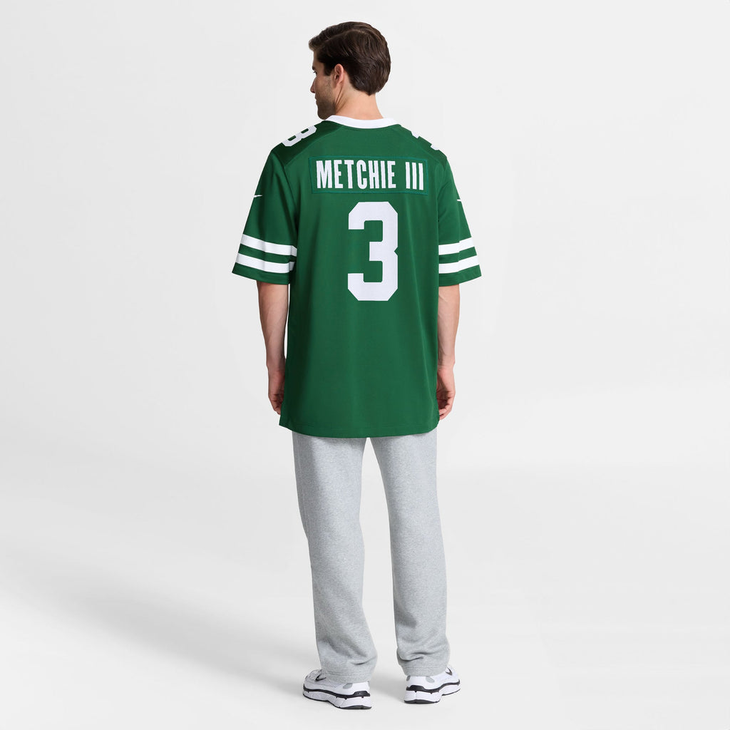 Men's New York Jets John Metchie III Nike Legacy Green Team Game Jersey