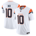 Men's Denver Broncos Bo Nix Nike White Vapor F.U.S.E. Stitched Limited Jersey
