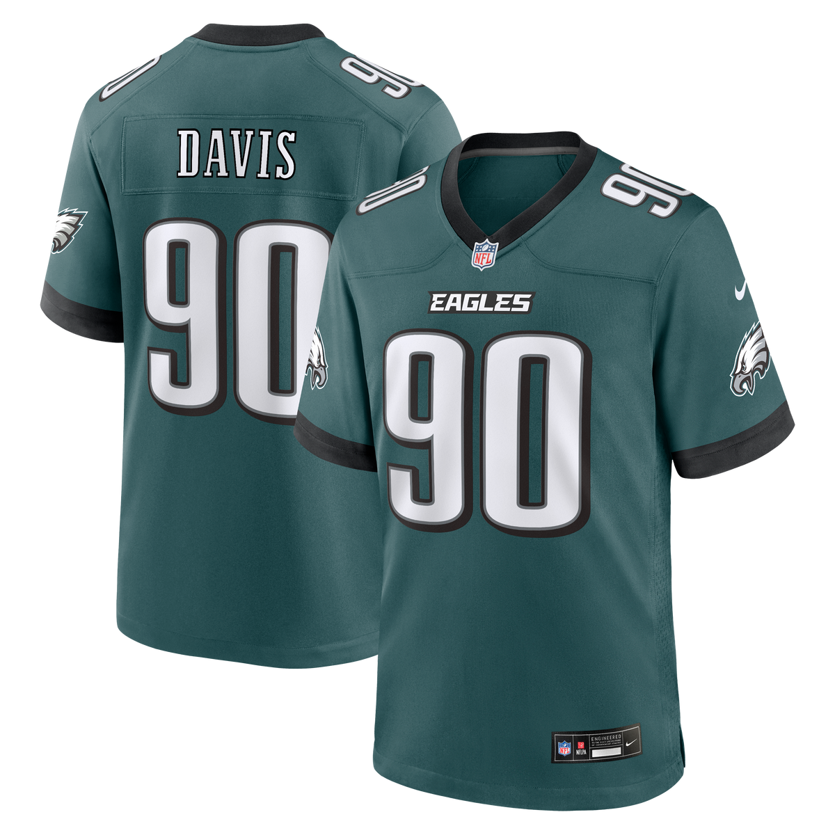 Men's Philadelphia Eagles Jordan Davis Nike Kelly Green Alternate Game Jersey