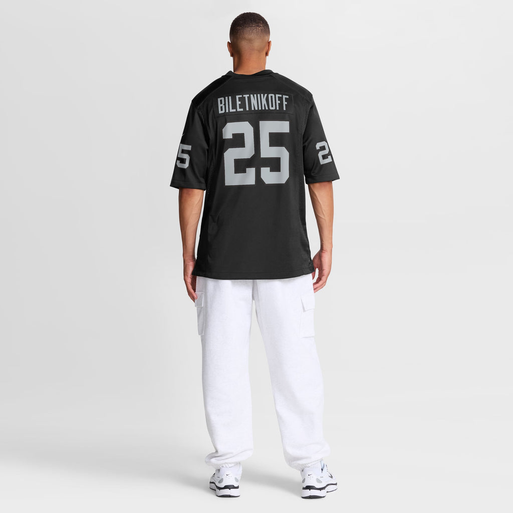 Men's Las Vegas Raiders Fred Biletnikoff Nike Black Game Retired Player Jersey