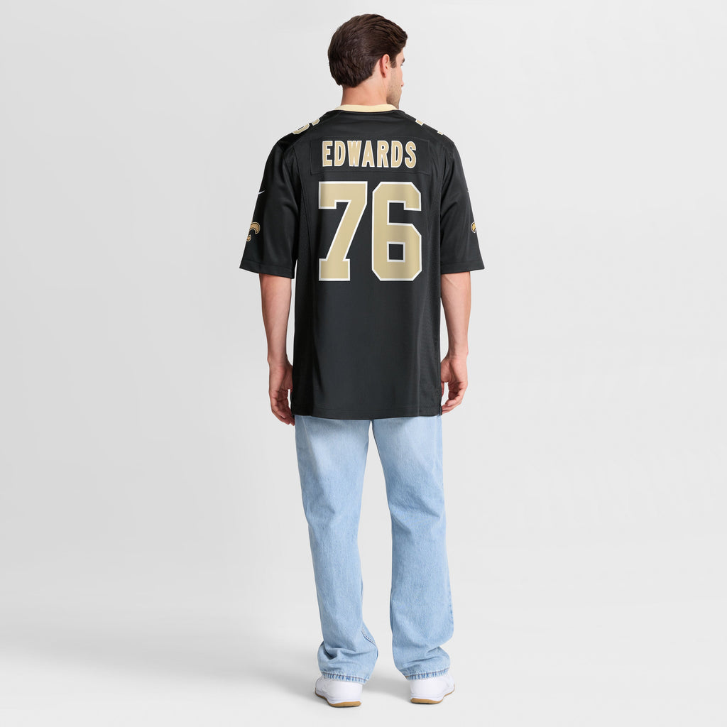 Men's New Orleans Saints David Edwards Nike  Black Team Game Jersey