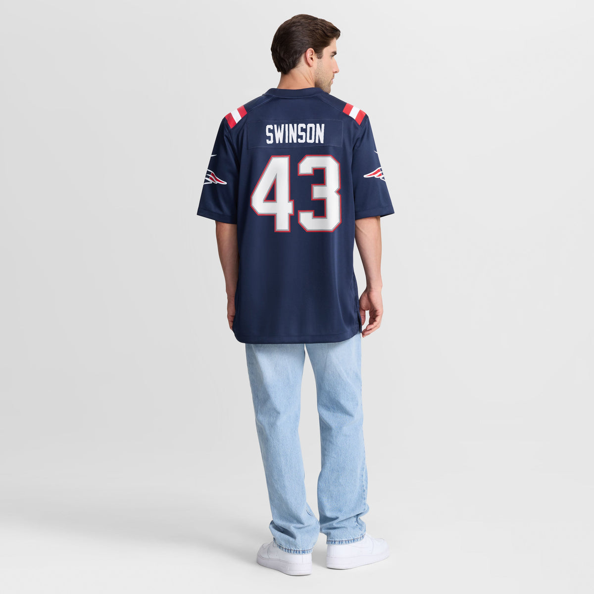 Men's New England Patriots Bradyn Swinson Nike Navy Team Game Jersey