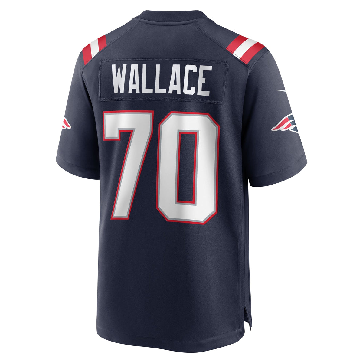 Men's New England Patriots Caedan Wallace Nike  Navy  Game Jersey
