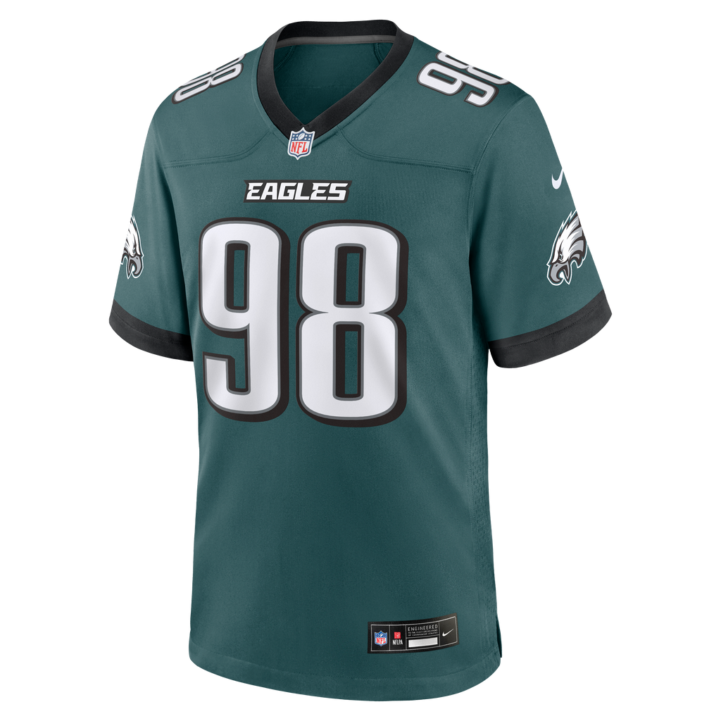 Men's Philadelphia Eagles Jalen Carter Nike White Game Jersey