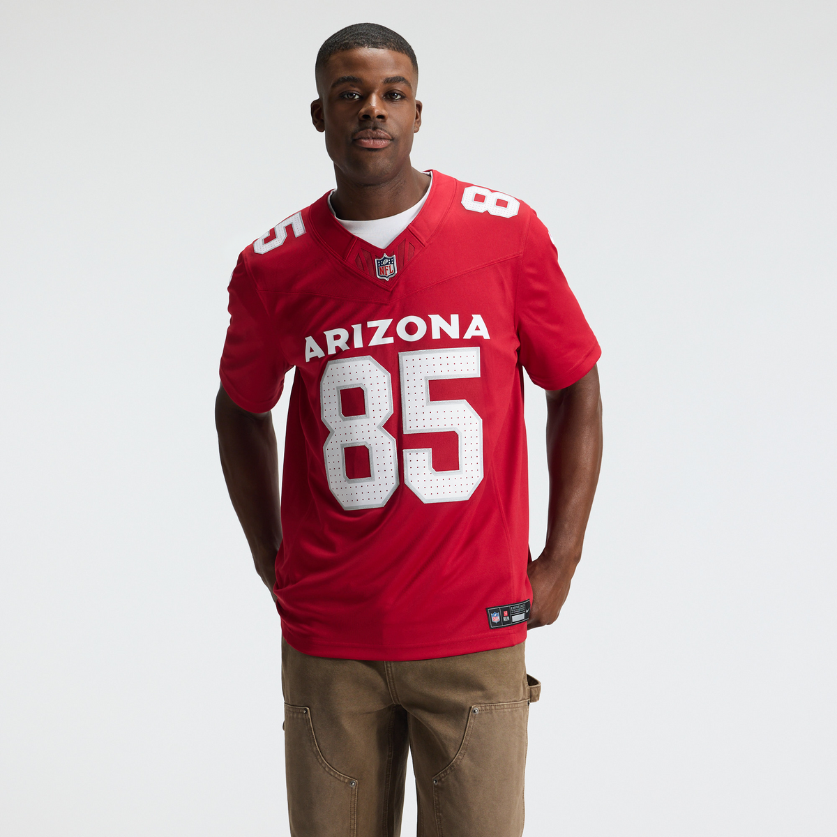 Men's Arizona Cardinals Trey McBride Nike White Vapor F.U.S.E. Stitched Limited Jersey