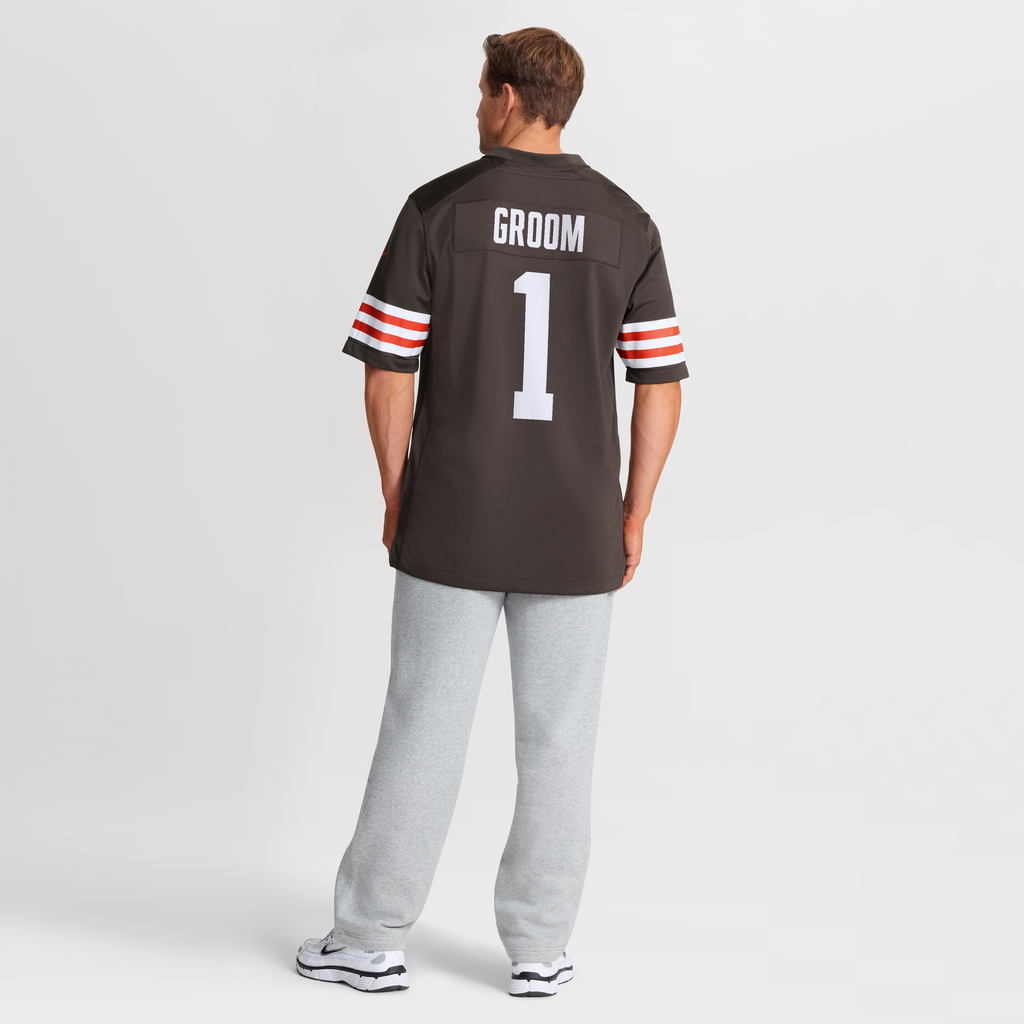 Men's Cleveland Browns Number 1 Groom Nike Brown Game Jersey
