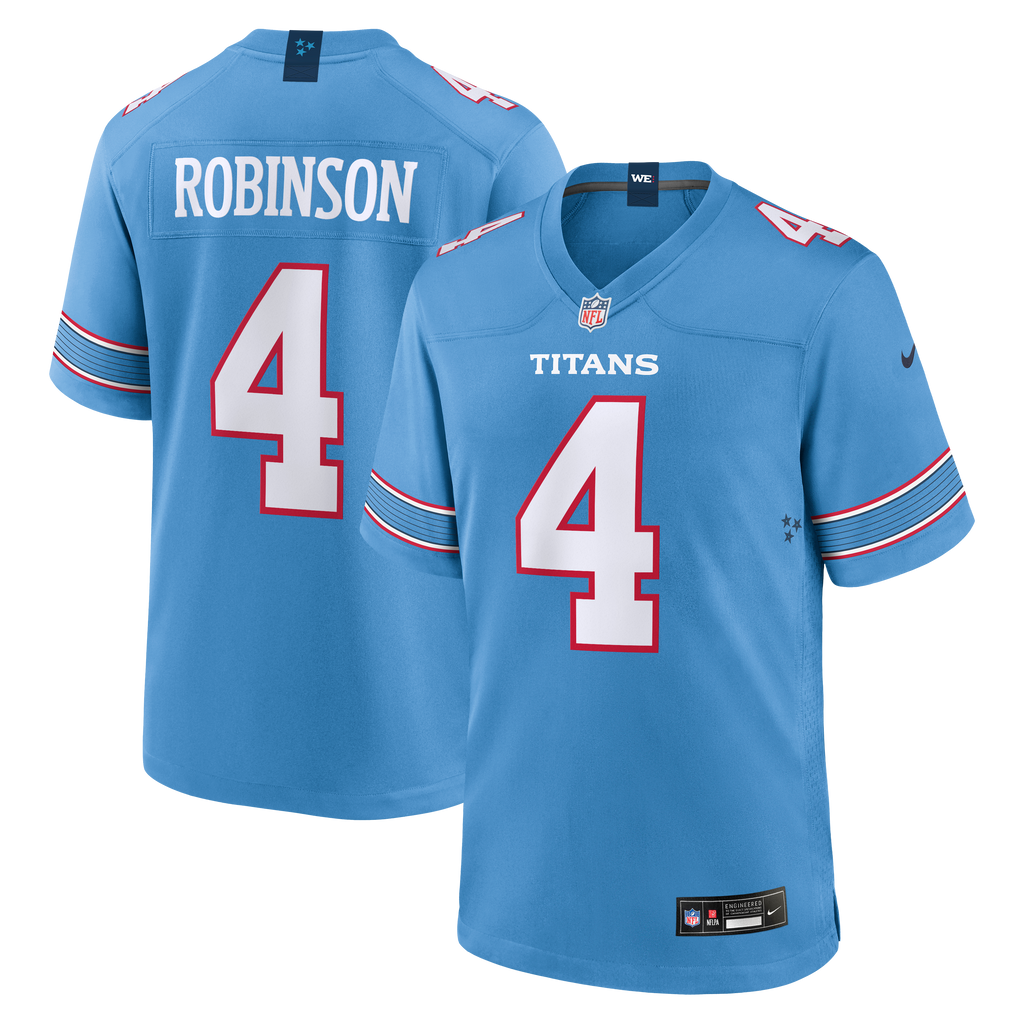 Men's Tennessee Titans Wan'Dale Robinson Nike Light Blue Team Game Jersey