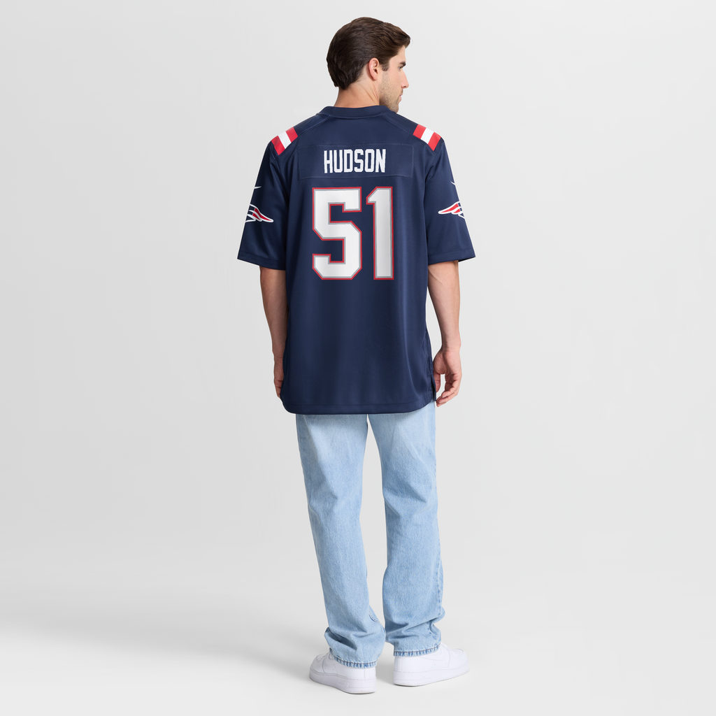 Men's New England Patriots James Hudson Nike Navy Team Game Jersey