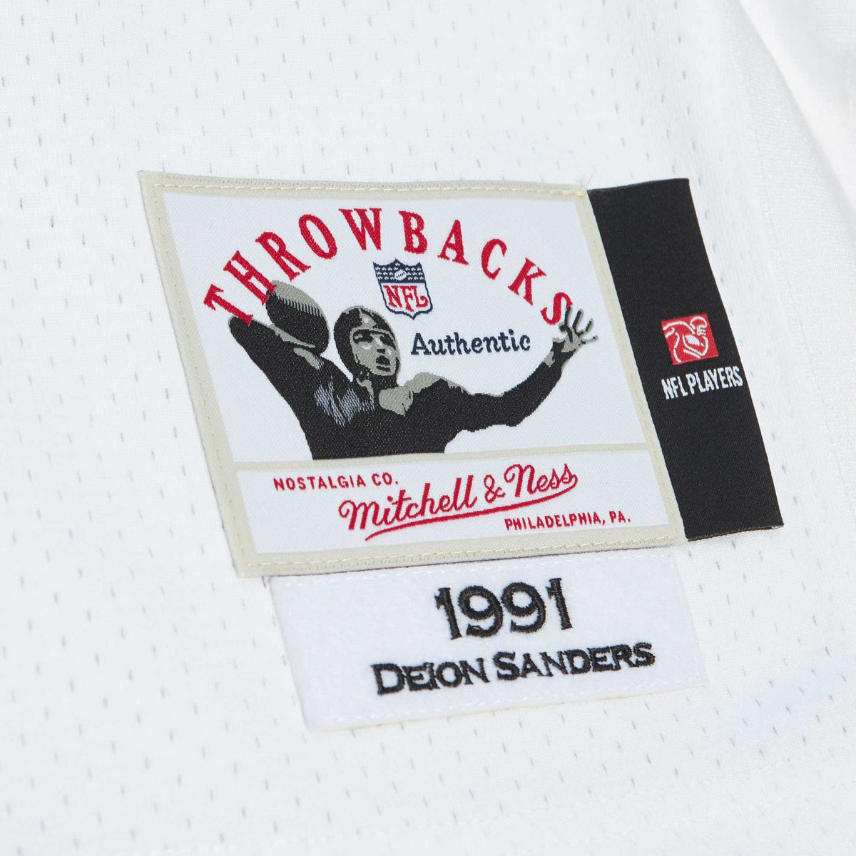 Men's Atlanta Falcons 1991 Deion Sanders Mitchell & Ness White Authentic Throwback Retired Player Jersey
