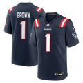 Men's New England Patriots A.J. Brown Nike Navy Team Game Jersey