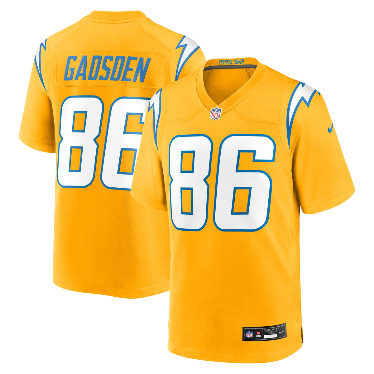 Men's Los Angeles Chargers Oronde Gadsden Nike  Gold Alternate Charger Power Game Jersey