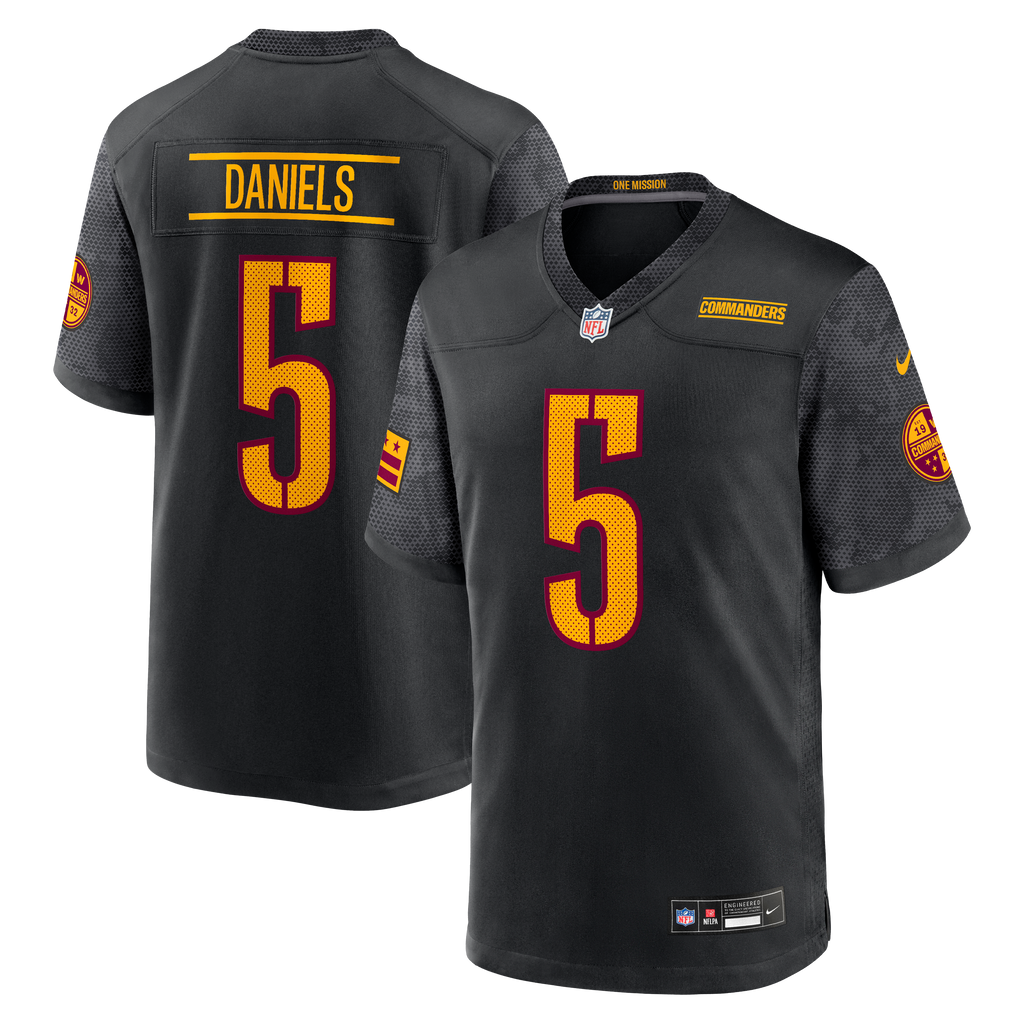 Men's Washington Commanders Jayden Daniels Nike Black Alternate Game Player Jersey