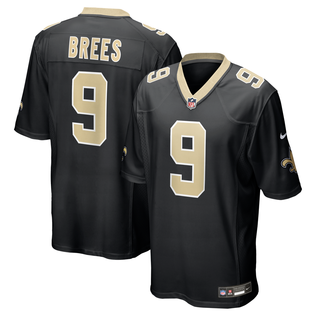 Men's New Orleans Saints Drew Brees Nike  Black Team Game Jersey
