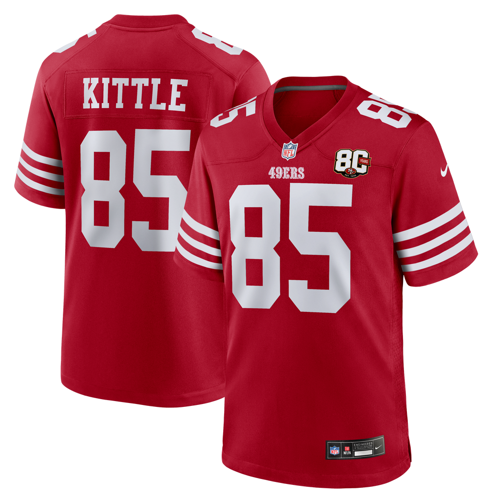 Men's San Francisco 49ers George Kittle Nike Scarlet 80th Anniversary Game Jersey