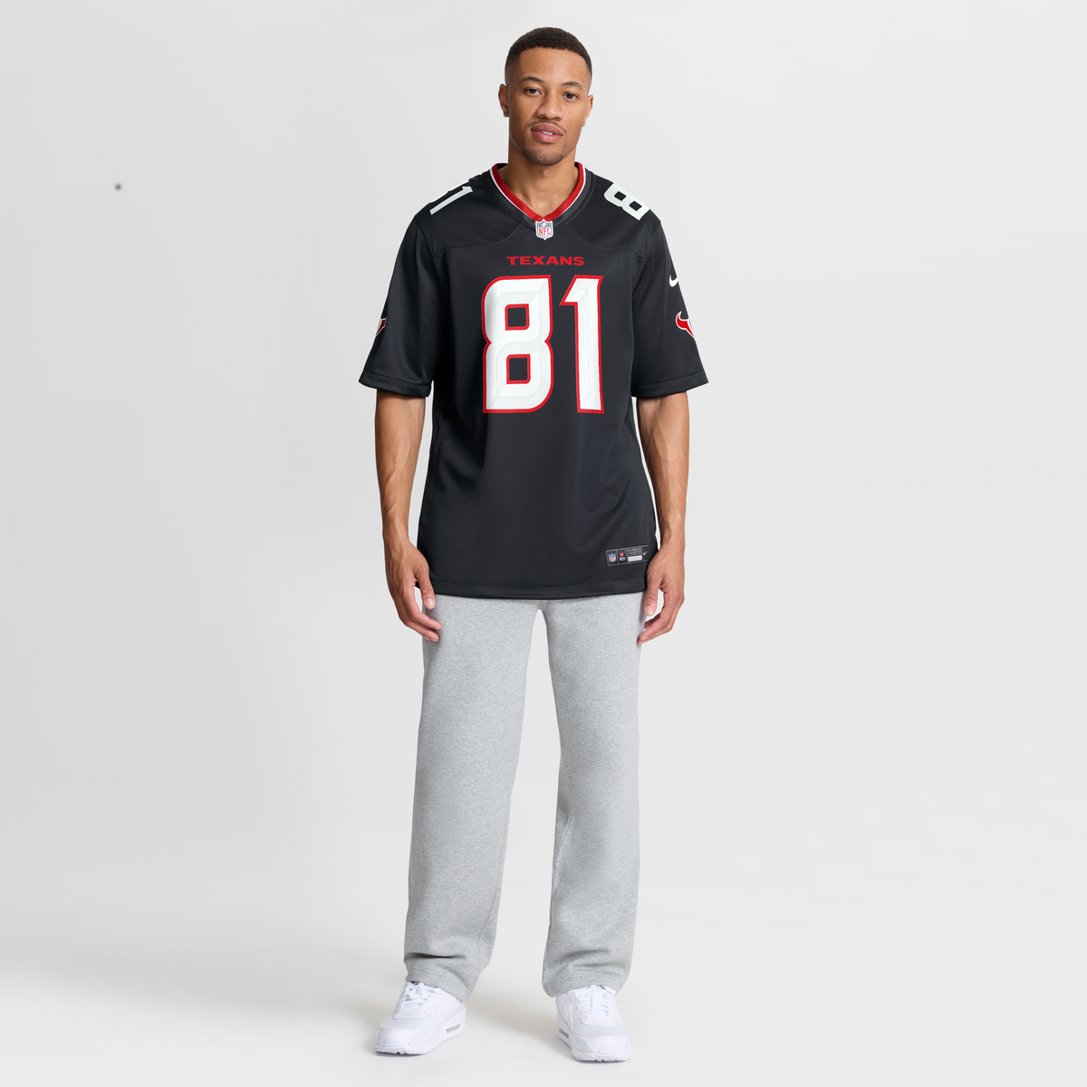 Men's Houston Texans Jayden Higgins Nike Navy Game Jersey