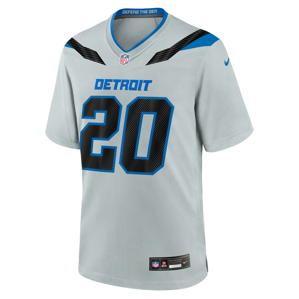 Men's Detroit Lions Barry Sanders Nike Silver 2026 Rivalries Collection Game Jersey