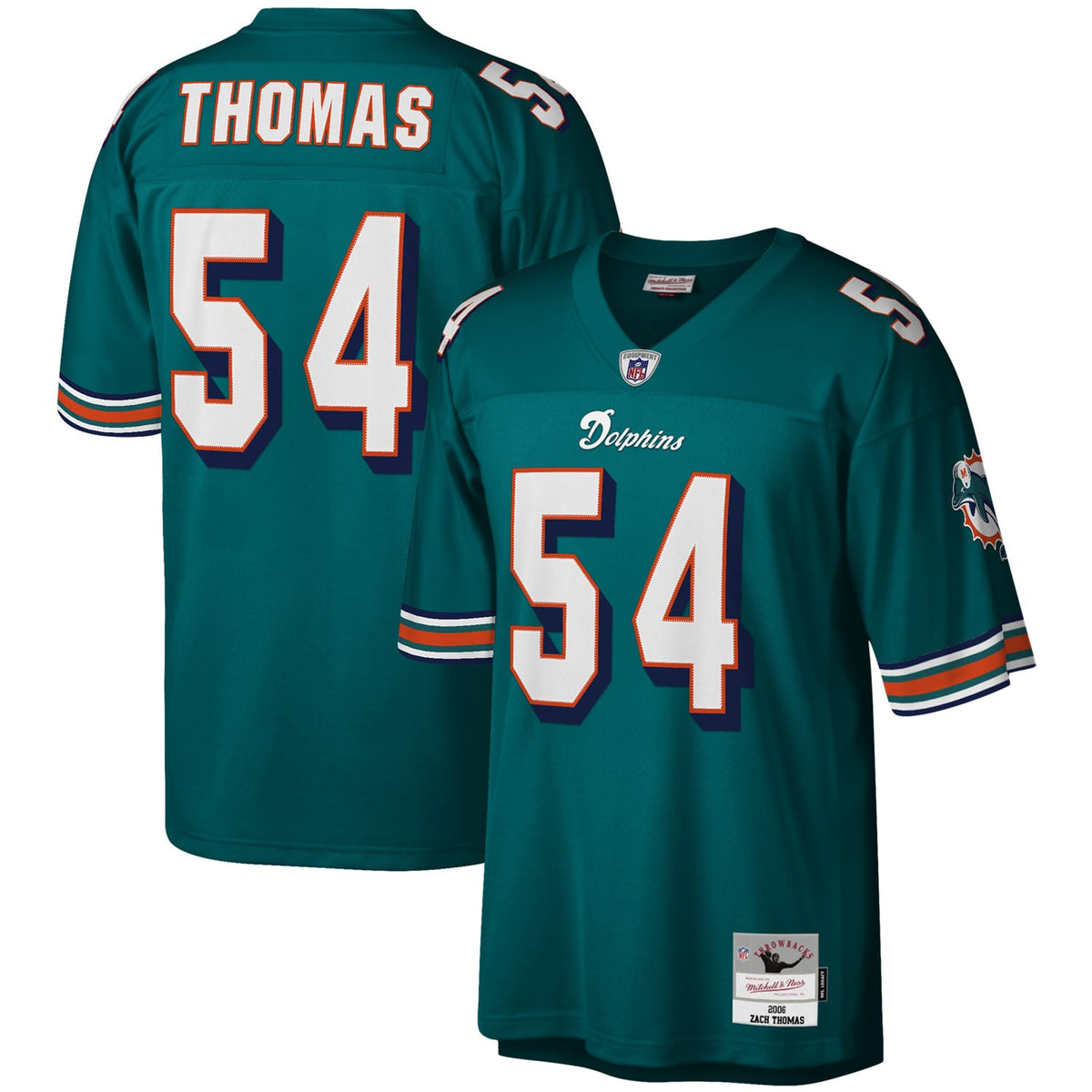 Men's Miami Dolphins Zach Thomas Mitchell & Ness White Legacy Replica Jersey
