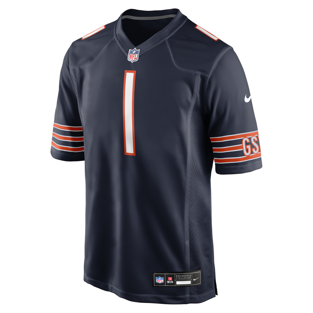 Men's Chicago Bears Number 1 Groom Nike Navy Game Jersey