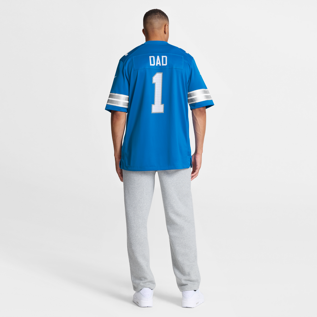 Men's Detroit Lions Number 1 Dad Nike Blue Game Jersey