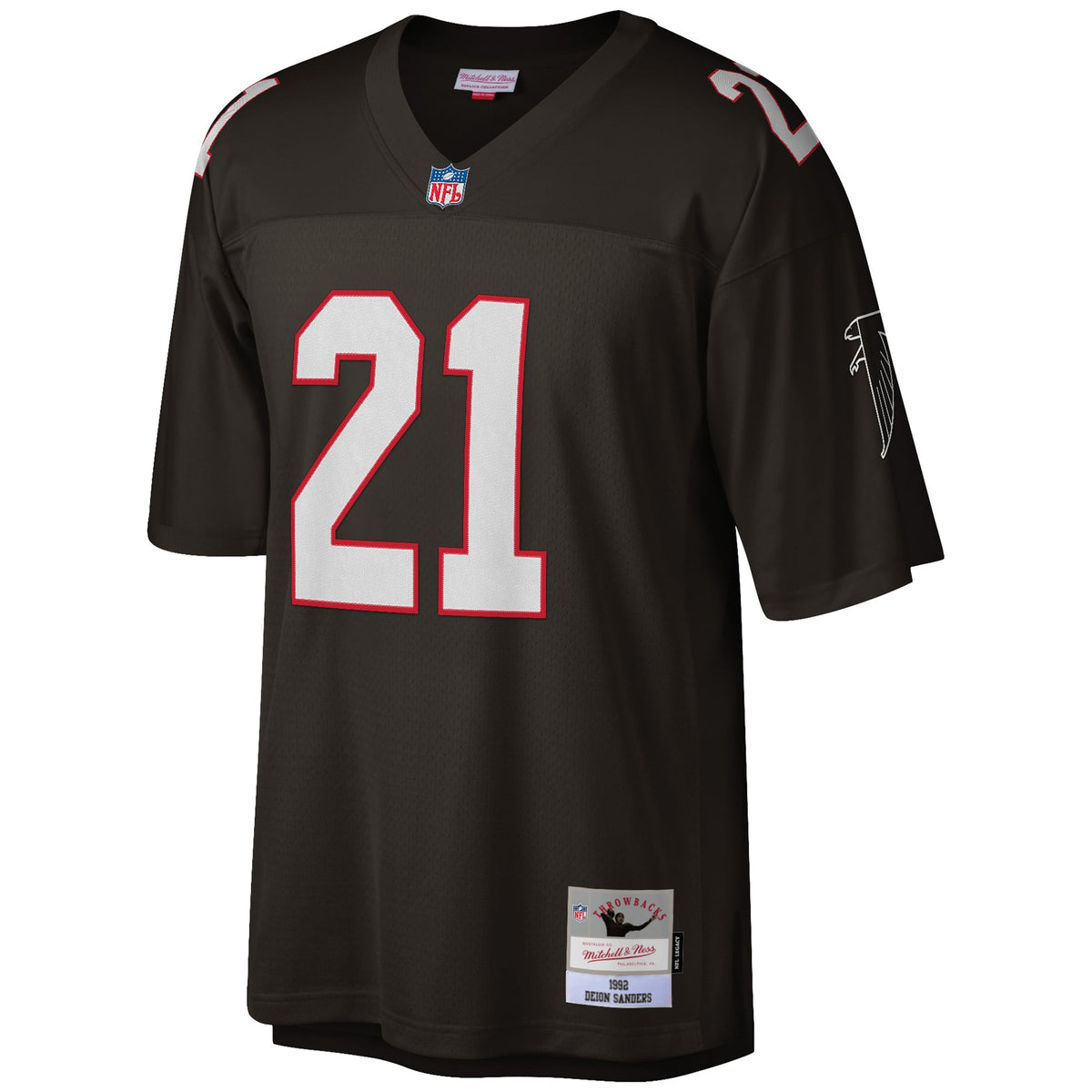 Men's Atlanta Falcons Deion Sanders Mitchell & Ness White Big & Tall 1992 Retired Player Replica Jersey