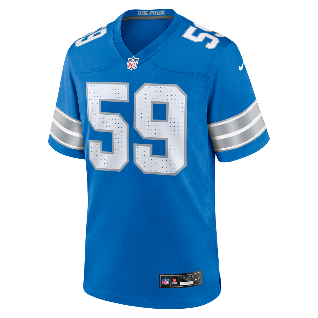 Men's Detroit Lions Giovanni Manu Nike  Blue Team Game Jersey