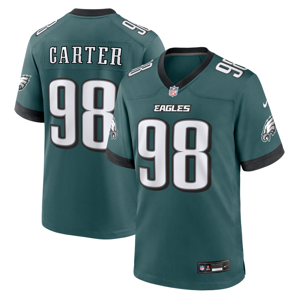 Men's Philadelphia Eagles Jalen Carter Nike  Midnight Green Team Game Jersey
