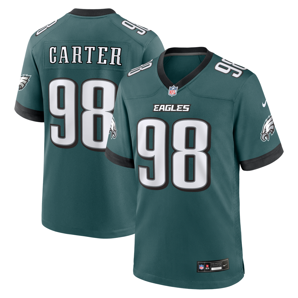 Men's Philadelphia Eagles Jalen Carter Nike White Game Jersey