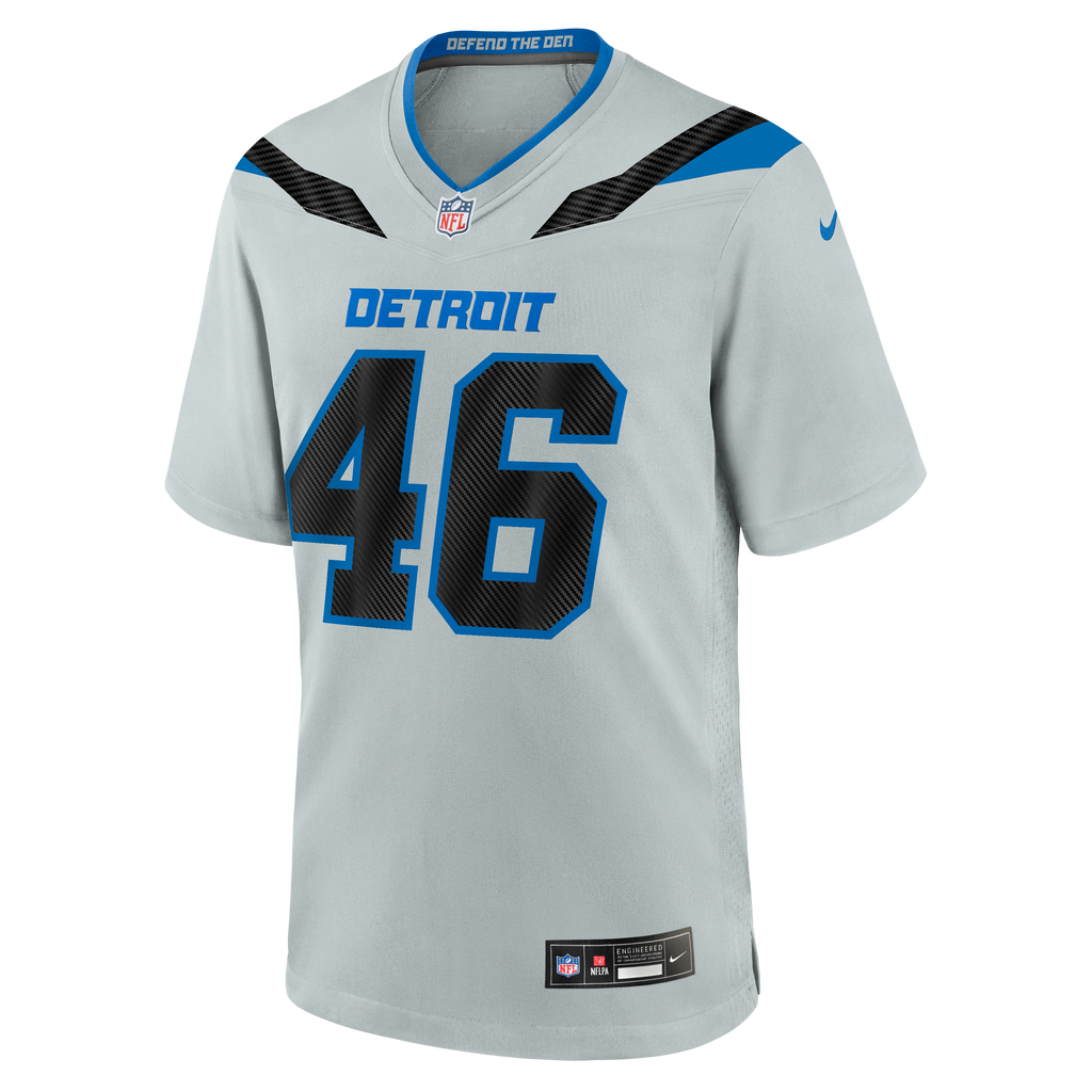 Men's Detroit Lions Jack Campbell Nike Silver 2026 Rivalries Collection Game Jersey