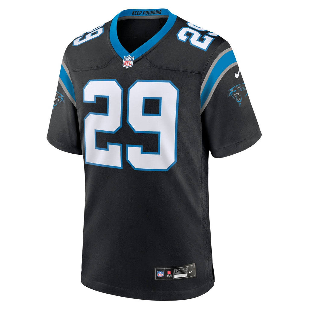 Men's Carolina Panthers Akayleb Evans Nike  Black Team Game Jersey