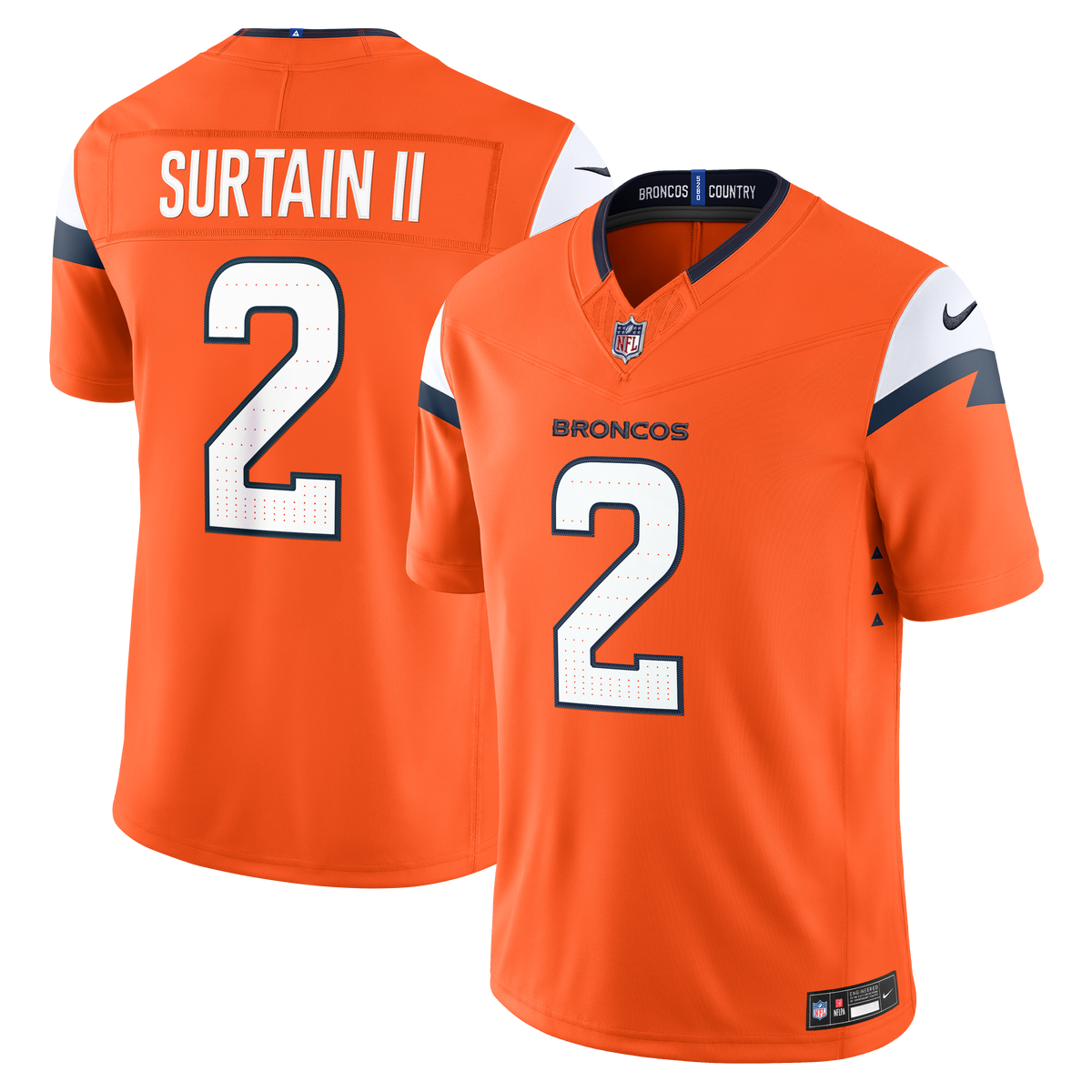 Men's Denver Broncos Pat Surtain II Nike White Vapor F.U.S.E. Stitched Limited Jersey