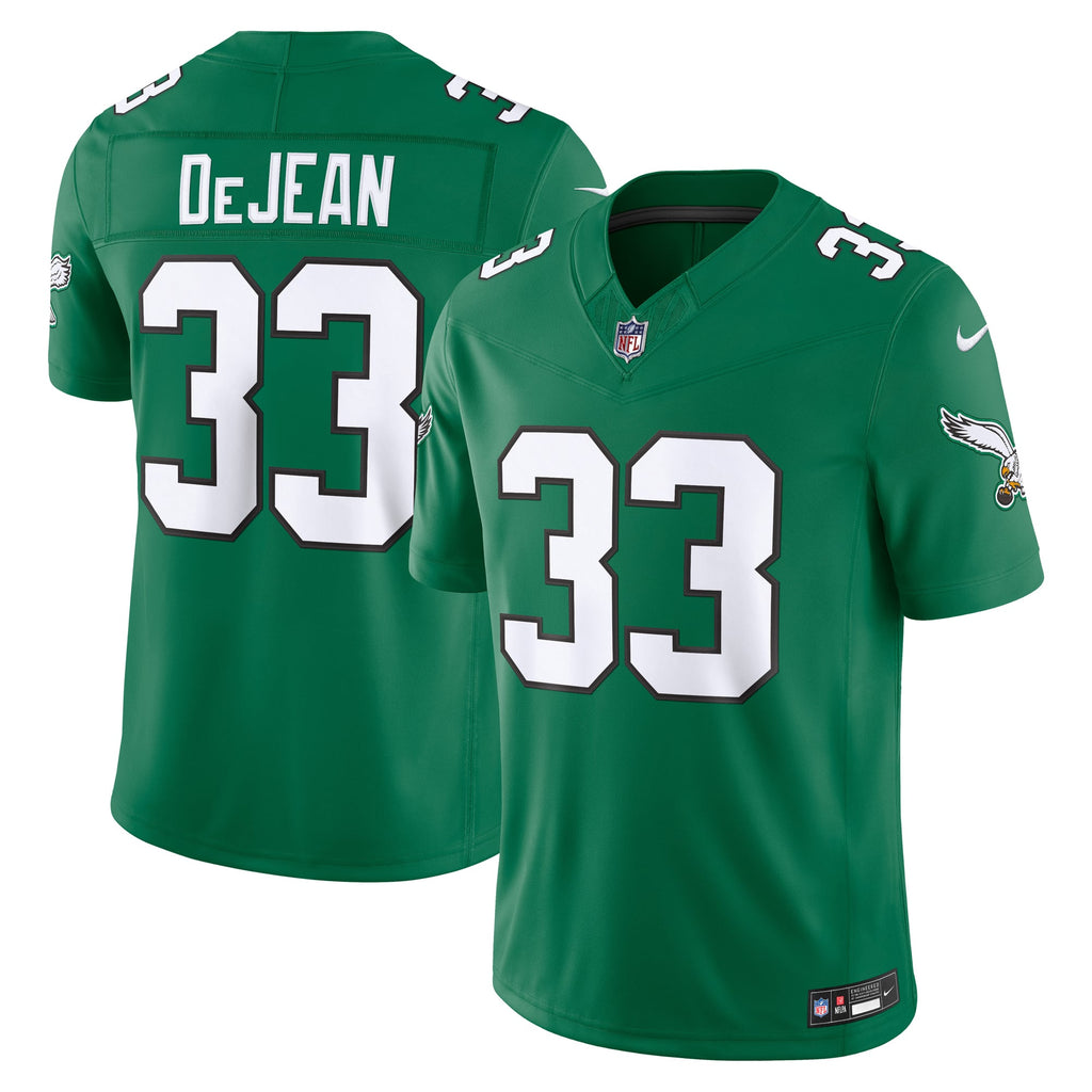 Men's Philadelphia Eagles Cooper DeJean Nike Kelly Green Alternate Vapor F.U.S.E. Stitched Limited Jersey
