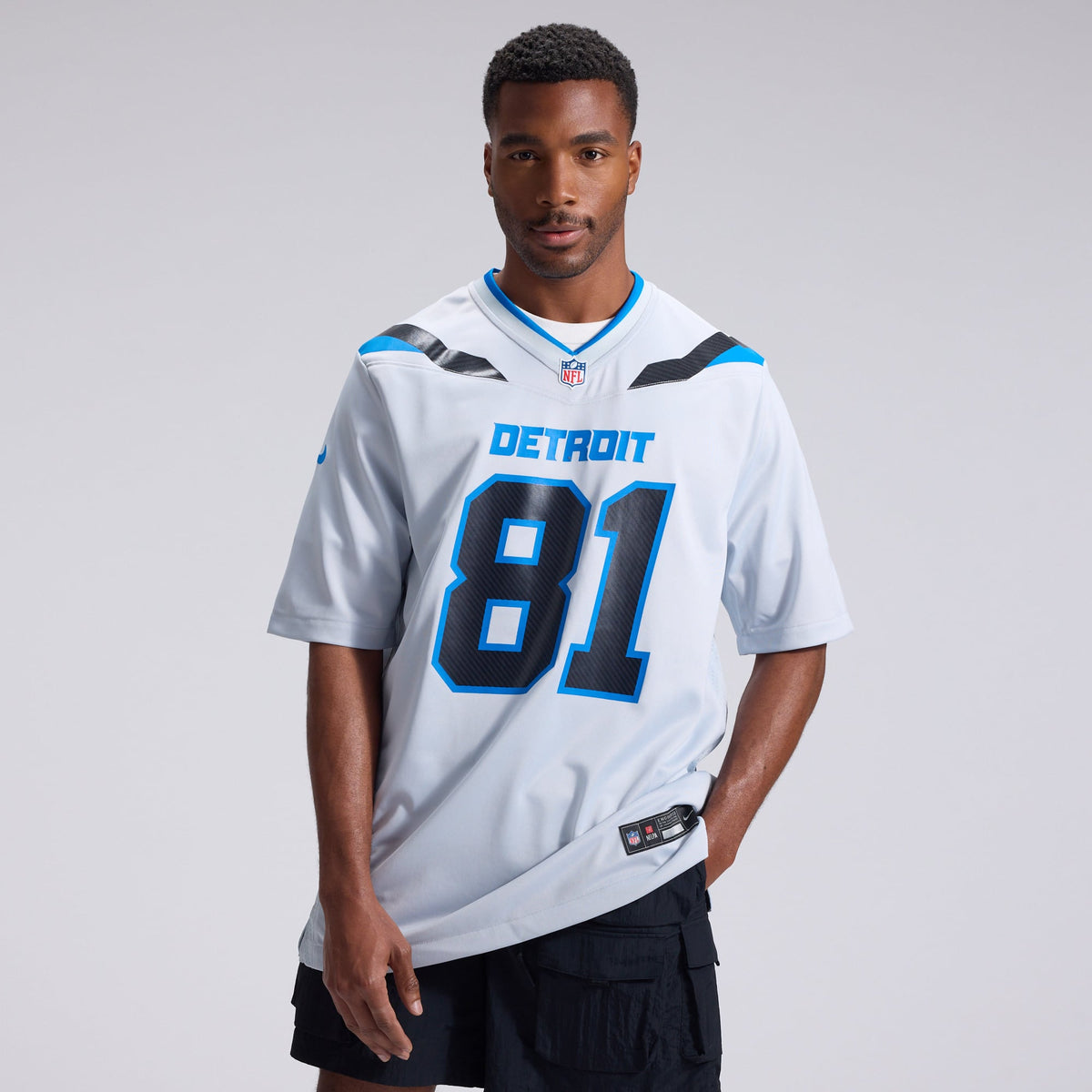 Men's Detroit Lions Calvin Johnson Nike Silver 2026 Rivalries Collection Game Jersey